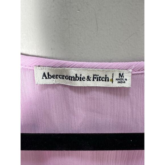 Abercrombie & Fitch Women’s Ruffle Sheer Balloon Sleeve Pink Blouse size Medium - Picture 3 of 5
